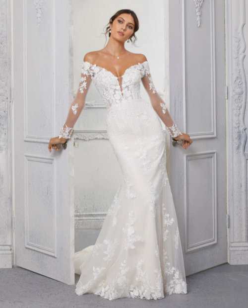 Cindy 5924 morilee wedding dress with long sleeves